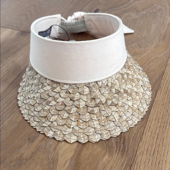 San Diego Hat Company Palm Star Woven Sun Visor with Bow - Picture 2 of 6